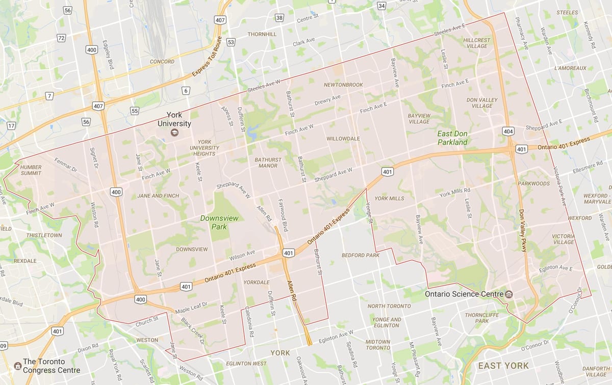 地図のアップタウントロント近隣のトロント