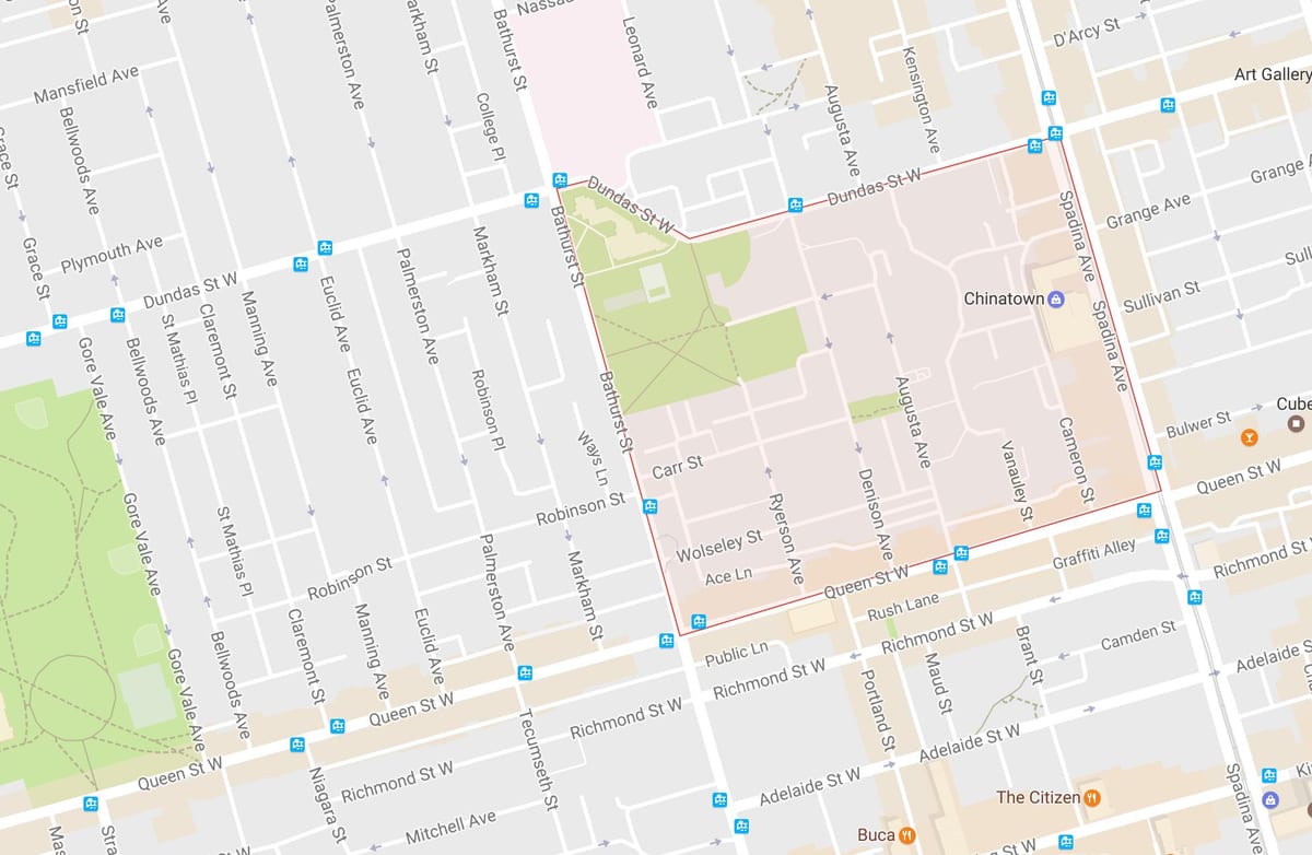 地図のアレクサンドラパーク近隣にトロント