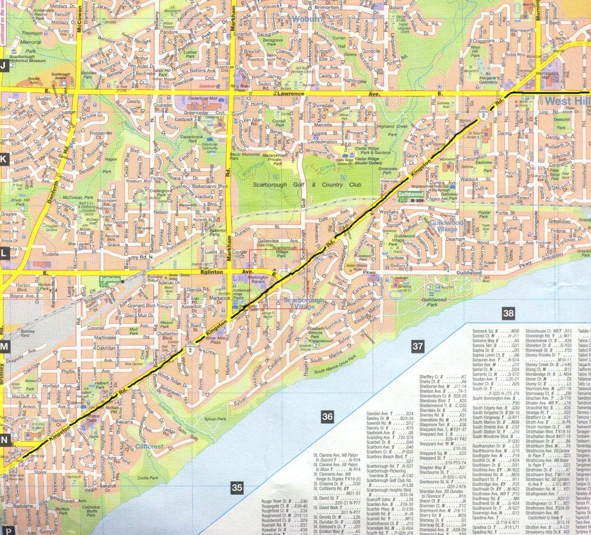 地図のキングストンの道路はトロント