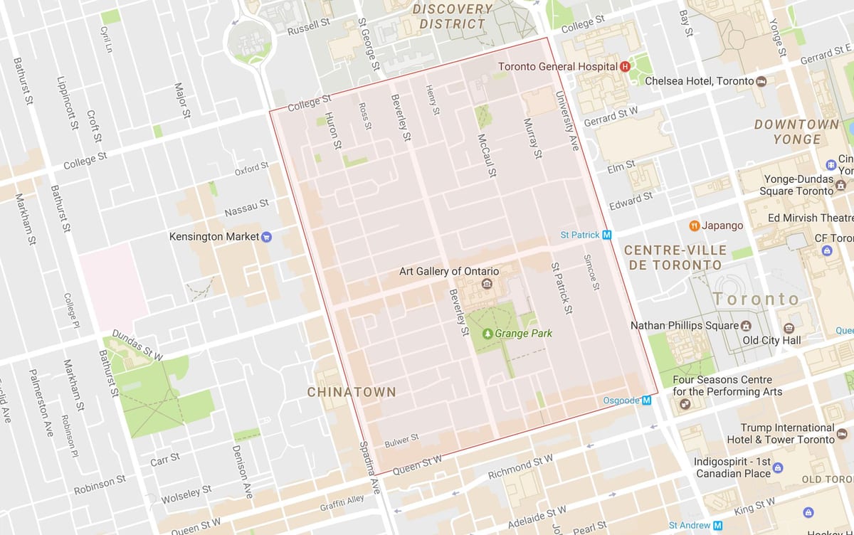 地図のグレンジパーク近隣にトロント