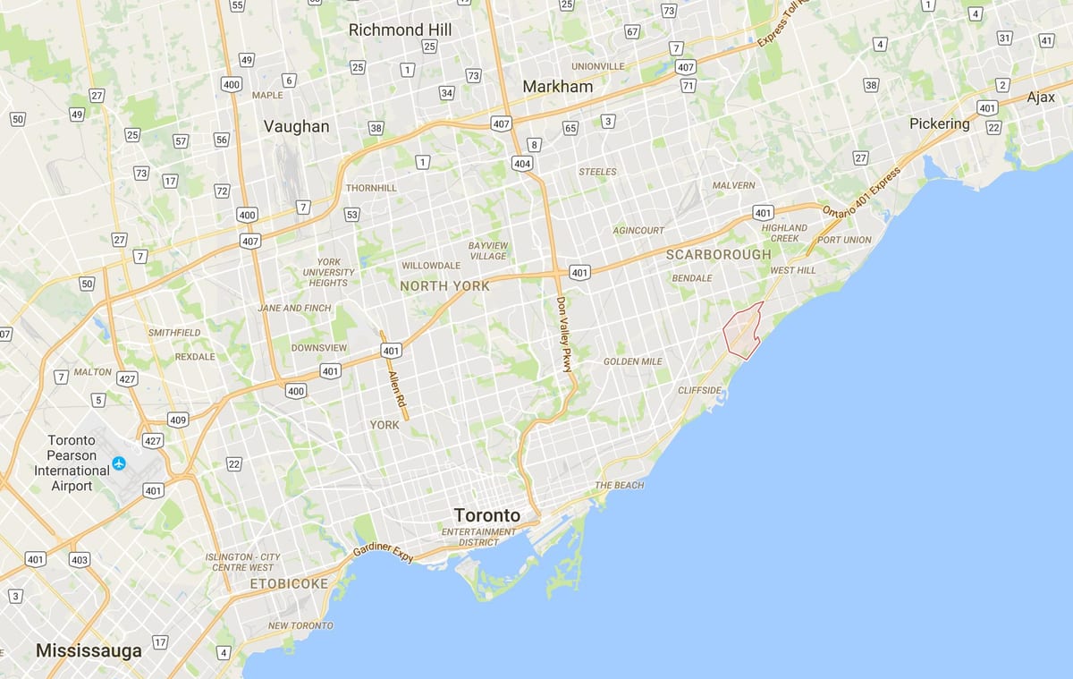 地図のスカボロー村地区地区はトロント