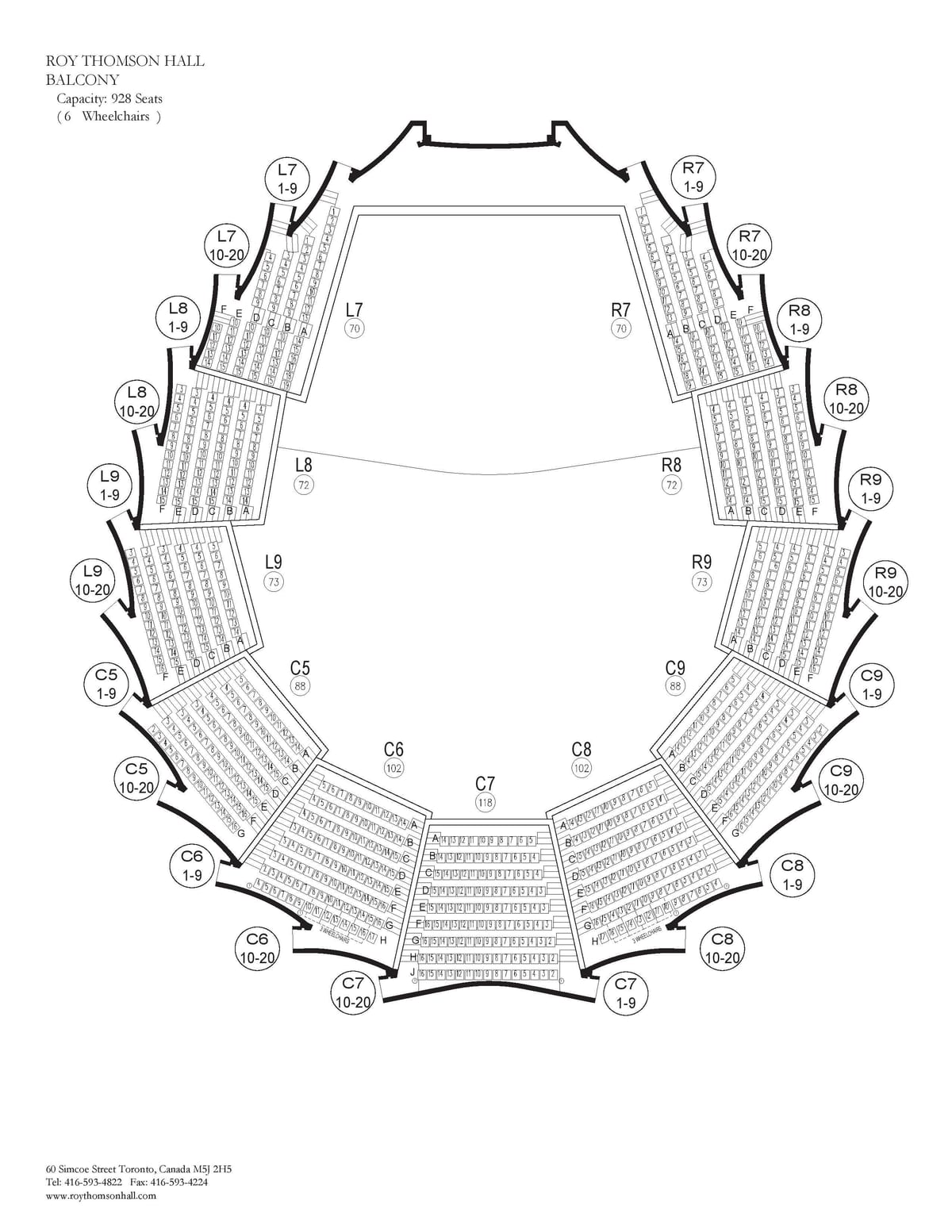 地図のトムソン-ロイ-ホールバルコニートロント