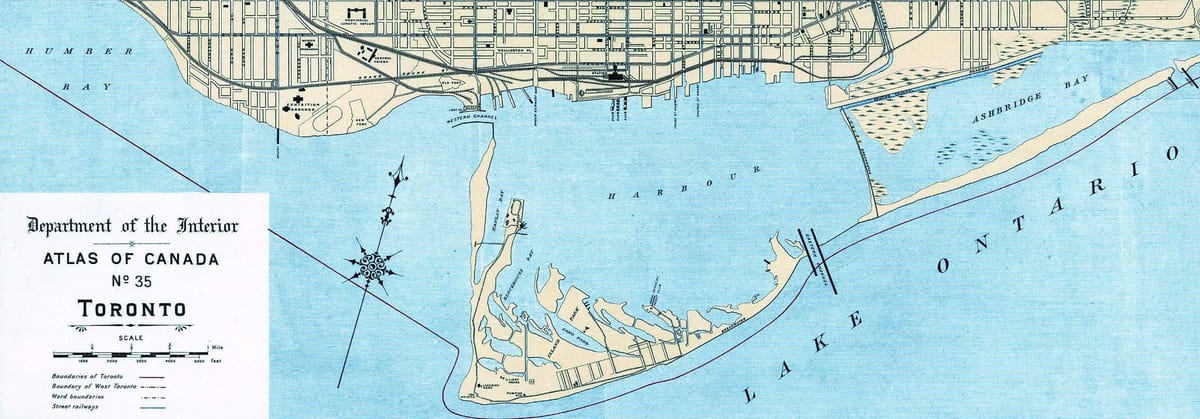 地図のトロントハーバー1906