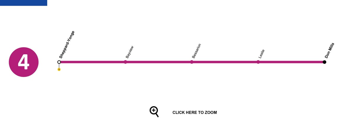 地図のトロント地下鉄4号線"。