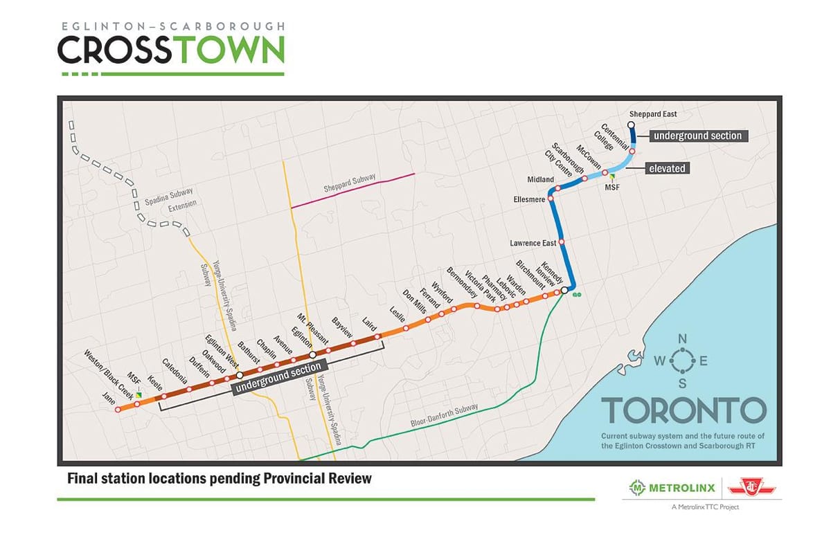 地図のトロント地下鉄線5Eglinton