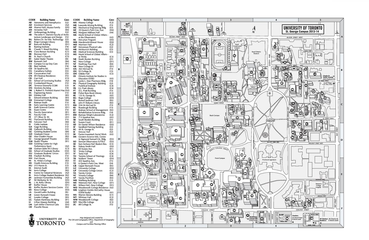 地図のトロント大学オンセントジョージズキャンパス
