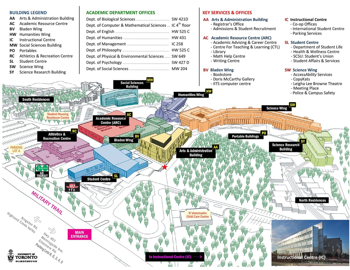 地図のトロント大学スカボローキャンパス