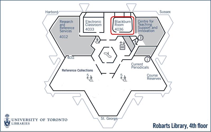 地図のトロント大学Robarts図書館blackburn室