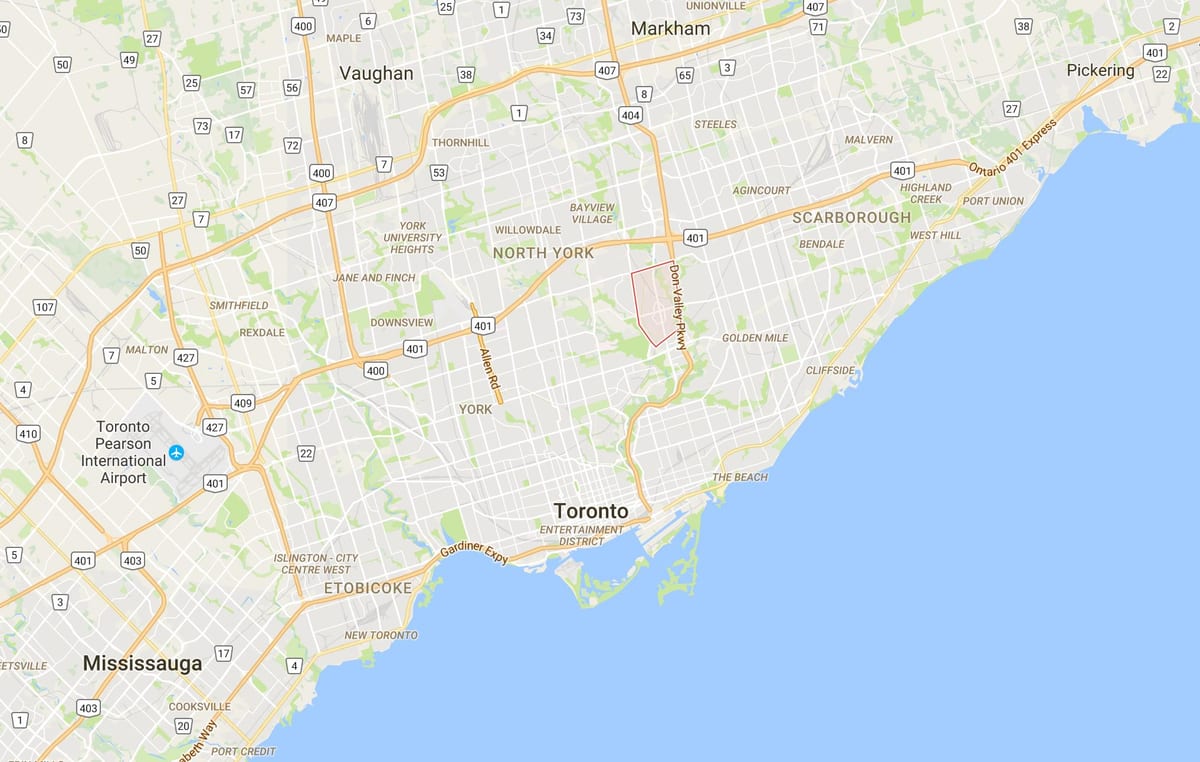 地図のドンミルズトロント地区