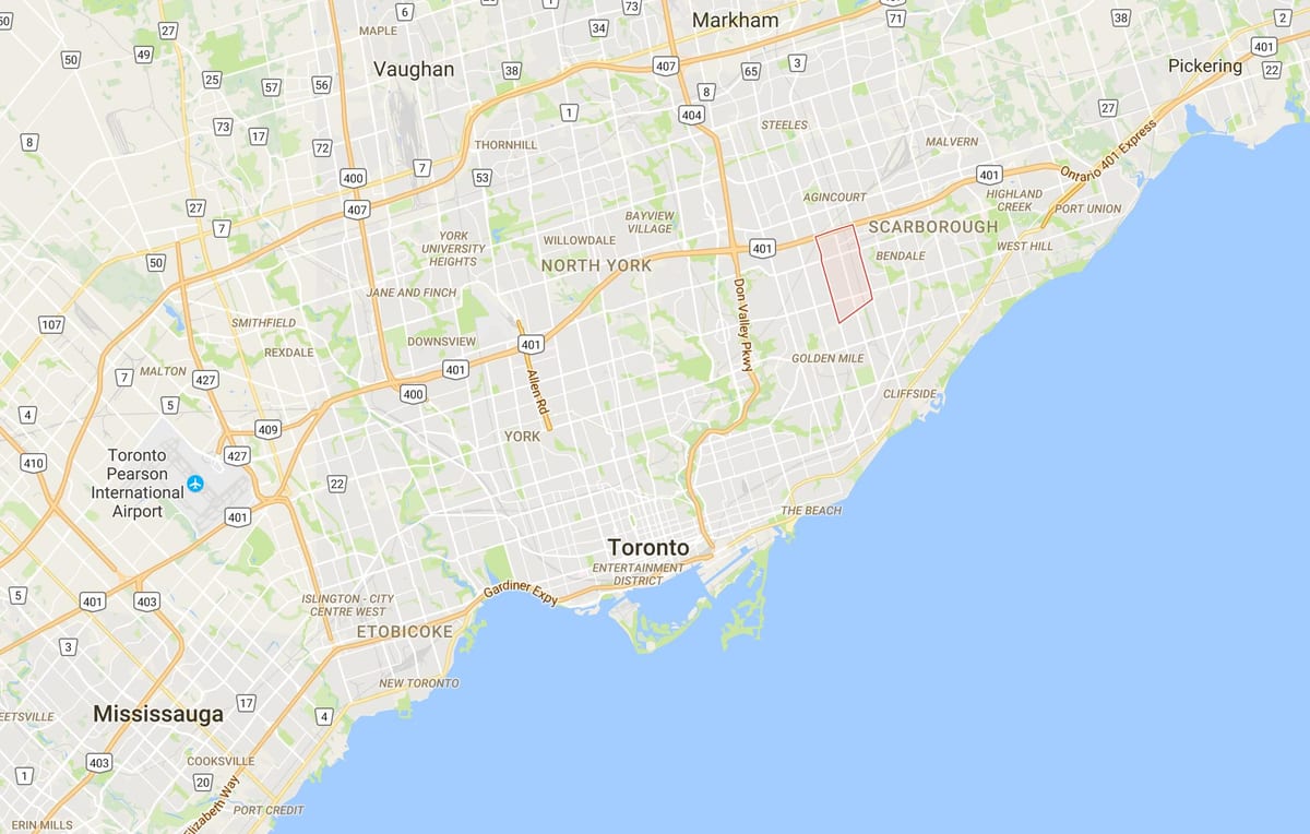 地図のドーセットパーク地区のトロント