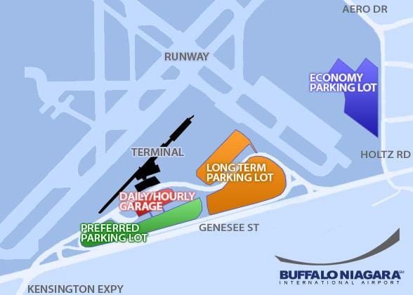 地図のバッファローナイアガラの空港駐車場