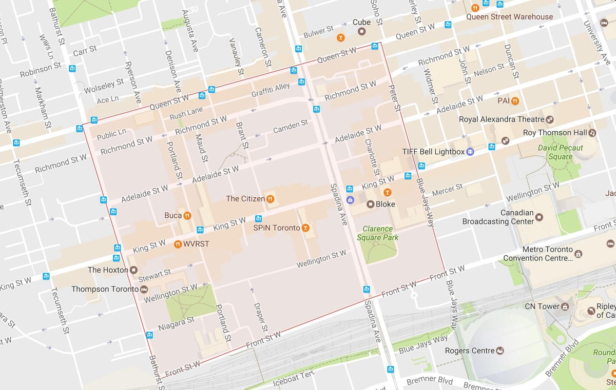 地図のファッション地区のトロント