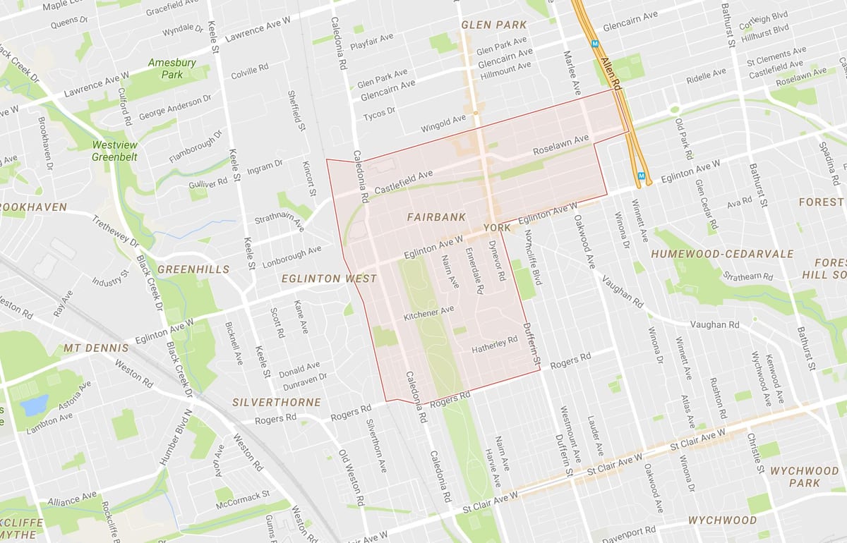 地図のフェアバ隣のトロント