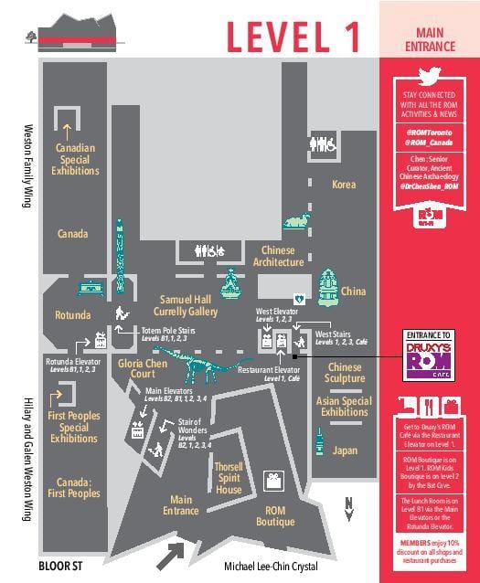 地図のロイヤルオンタリオ博物館レベル1