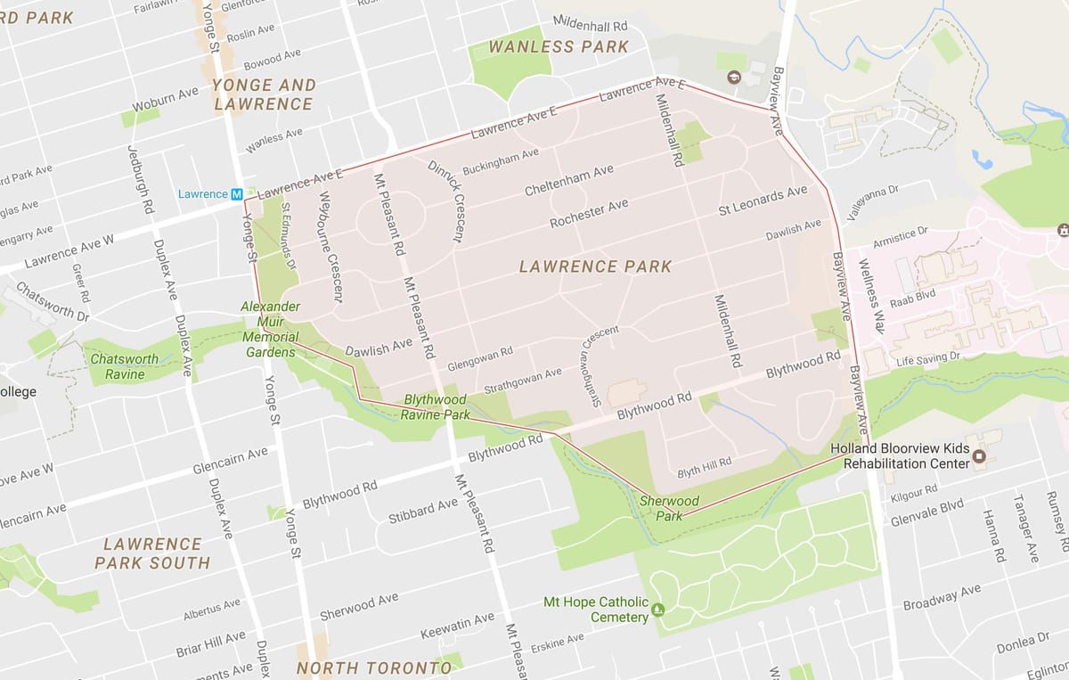 地図のローレンス公園の近隣にトロント