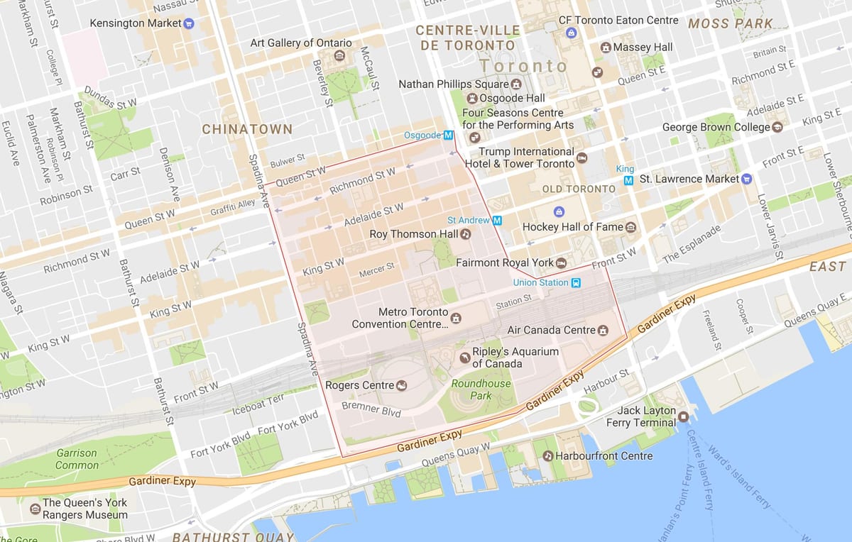 地図ンターテインメント地区に近のトロント