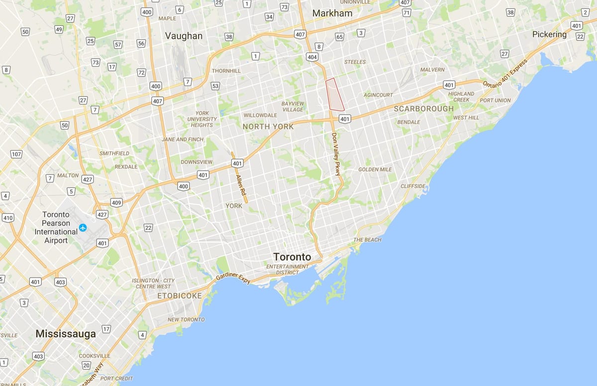 地図の心地区はトロント