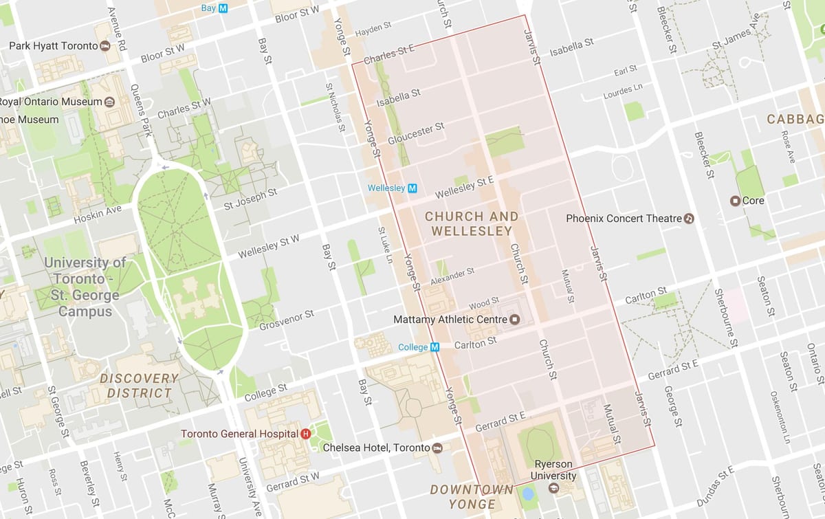 地図の教会とWellesley近隣のトロント