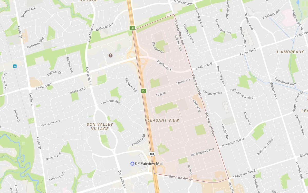地図の風景が近隣のトロント