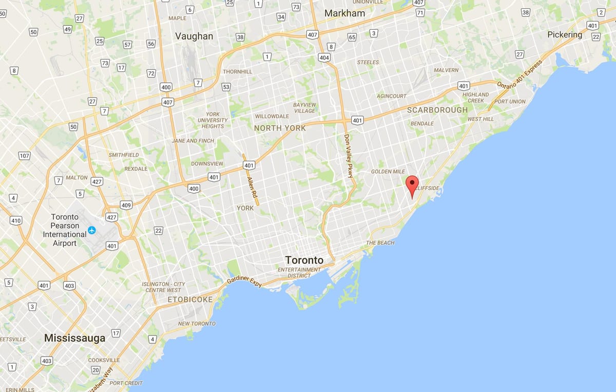 地図の樺崖ハイツ地区のトロント