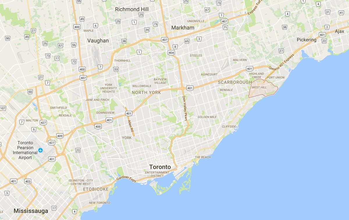地図Westヒル地区トロント