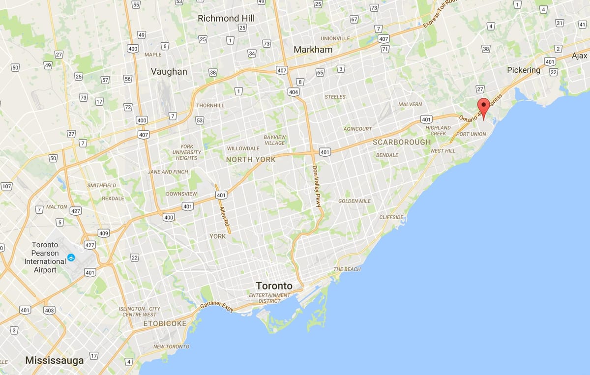 地図Westルージュ地区はトロント