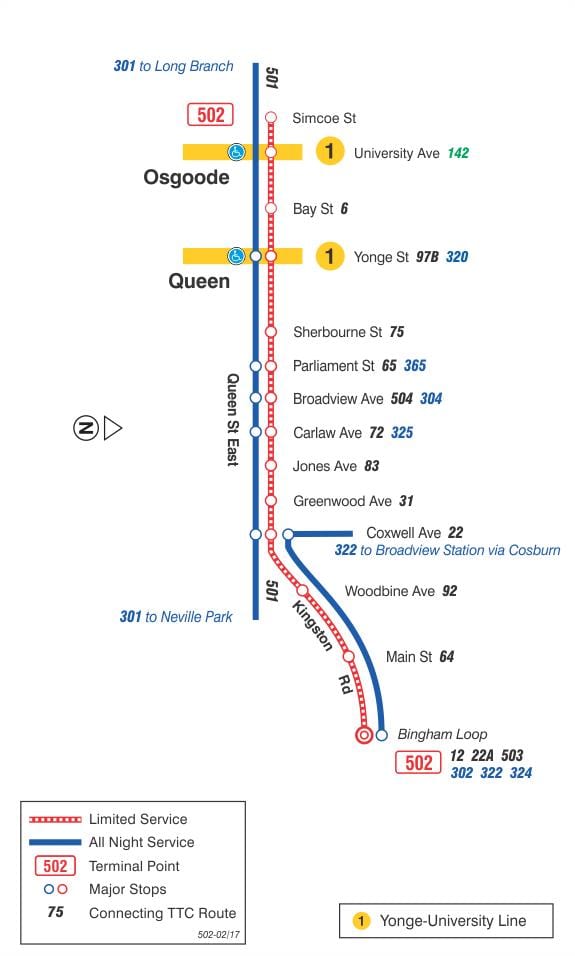 地図の路面電車ラインダウンタウナー502