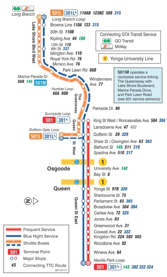 地図の路面電車ラインクイーンズ501