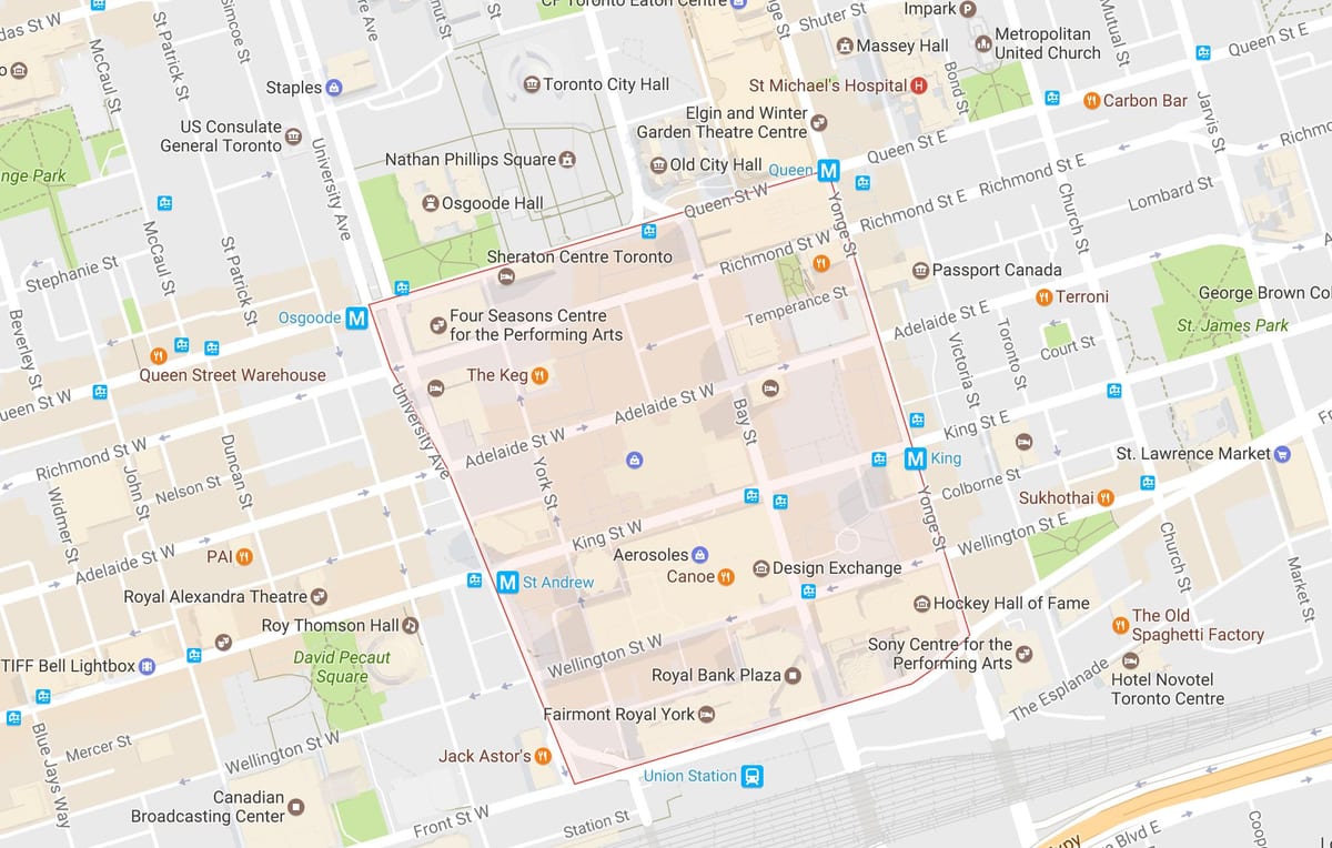 地図の金融地区のトロント
