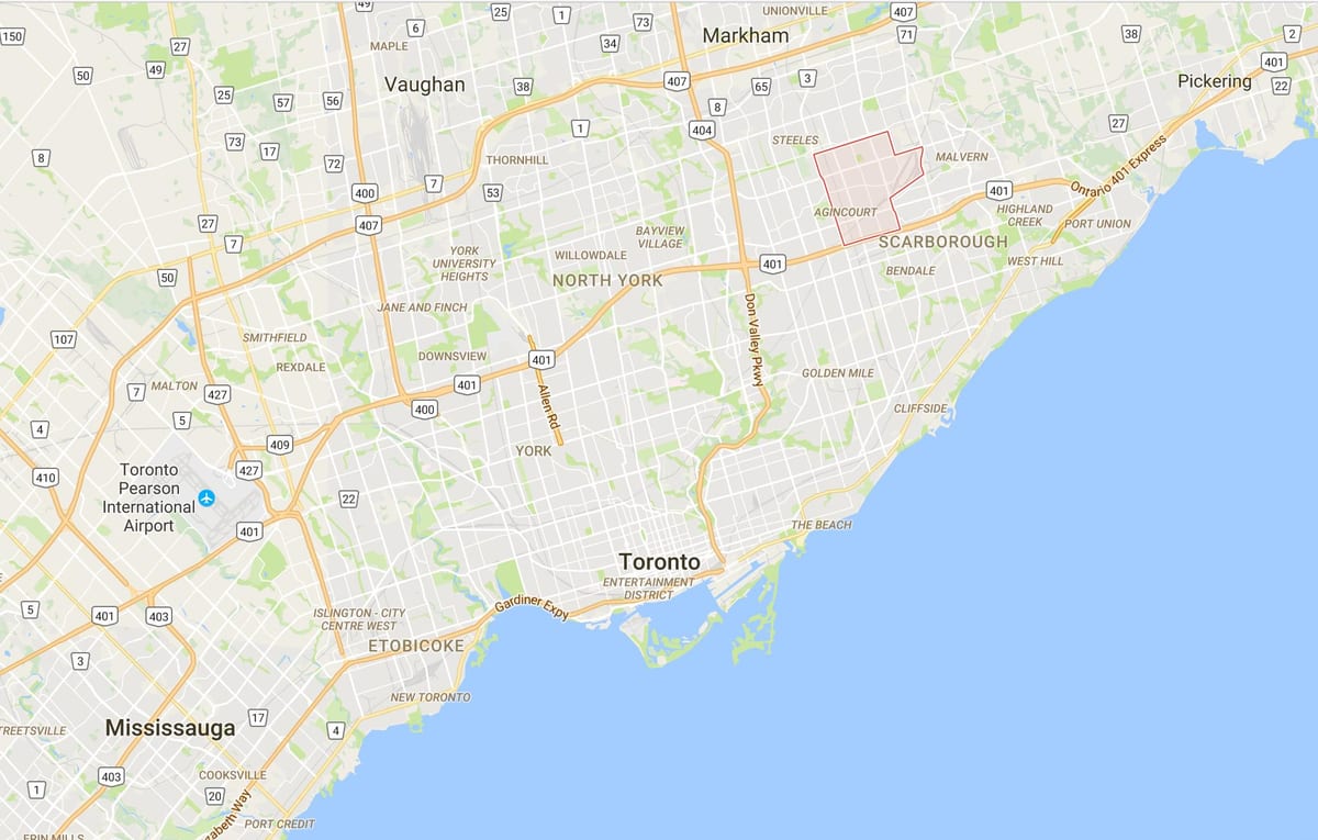 地図Agincourt地区はトロント