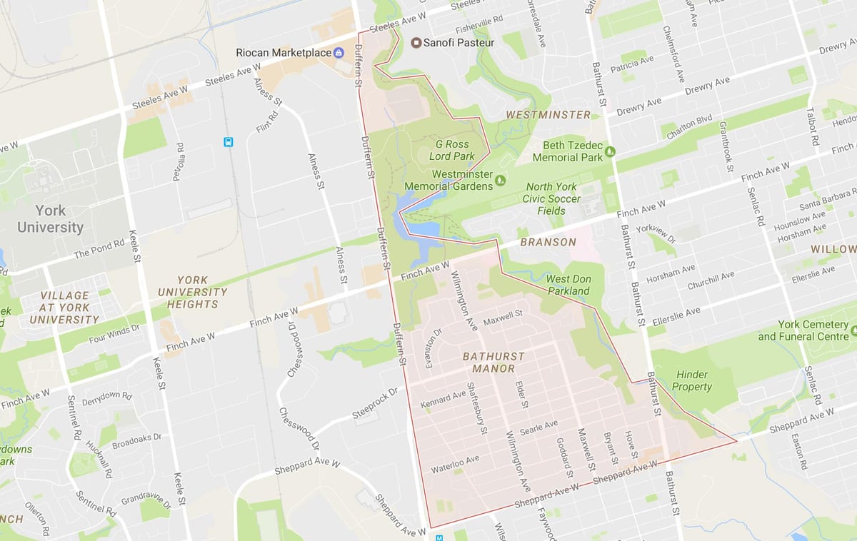 地図Bathurst ーマナー近隣にトロント