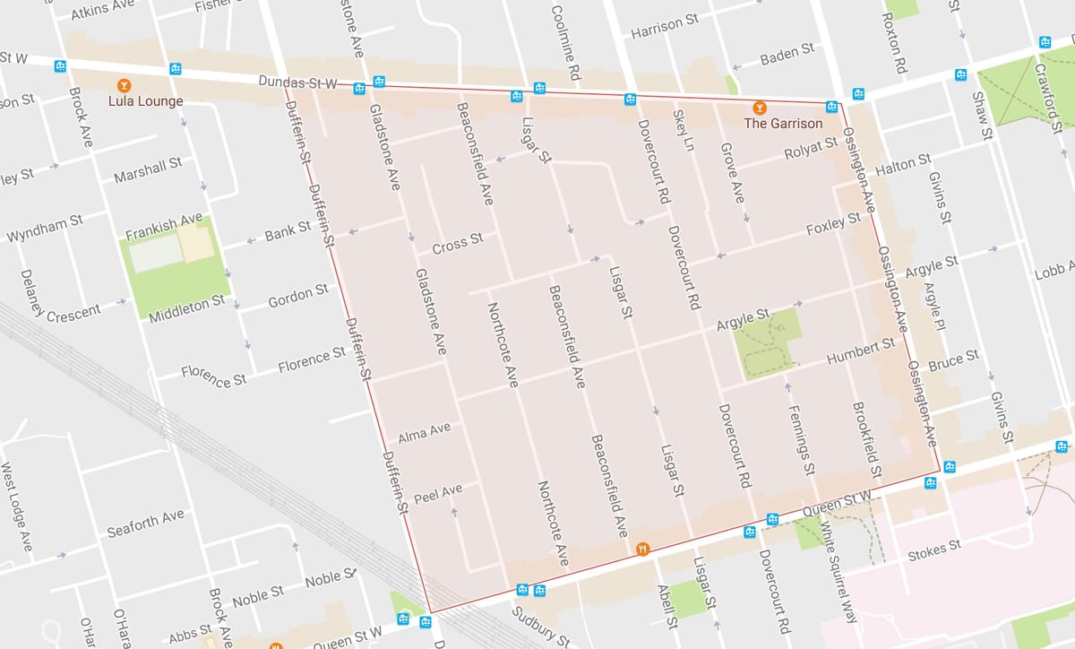 地図のBeaconsfield村近隣のトロント