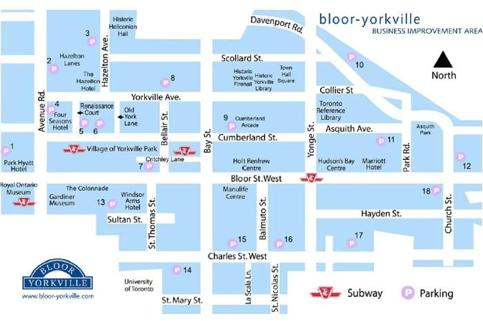 地図Bloorヨークビ地下鉄