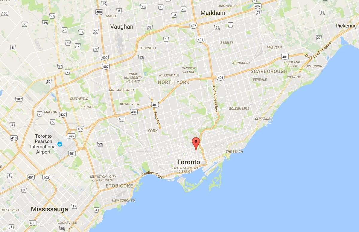 地図Cabbagetown地区はトロント