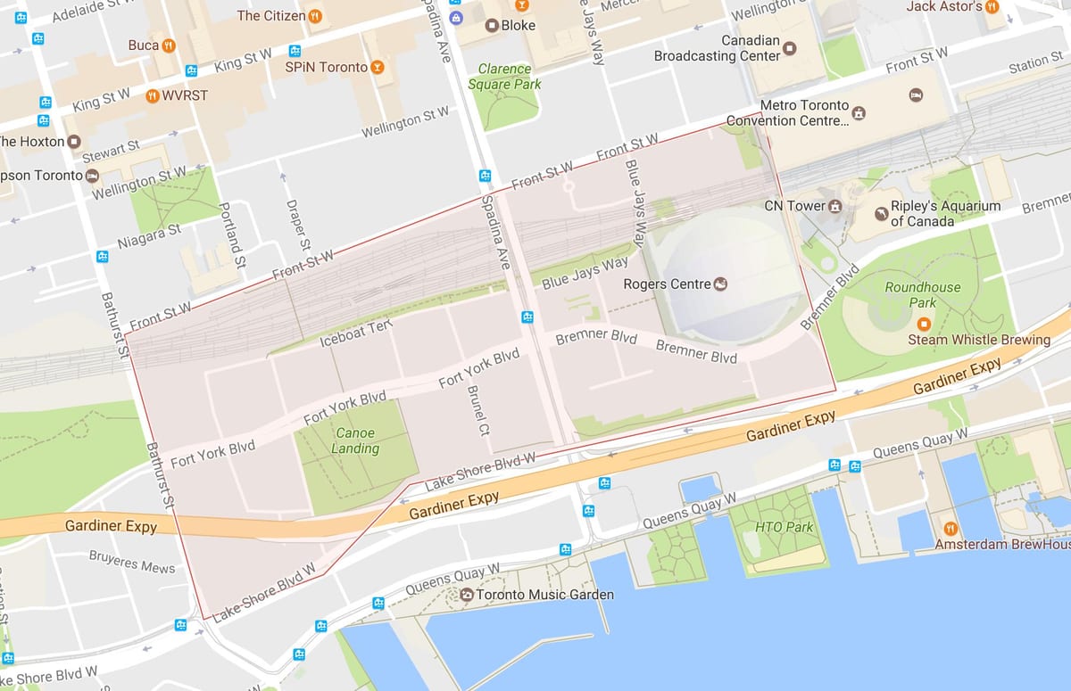 地図CityPlace近隣のトロント