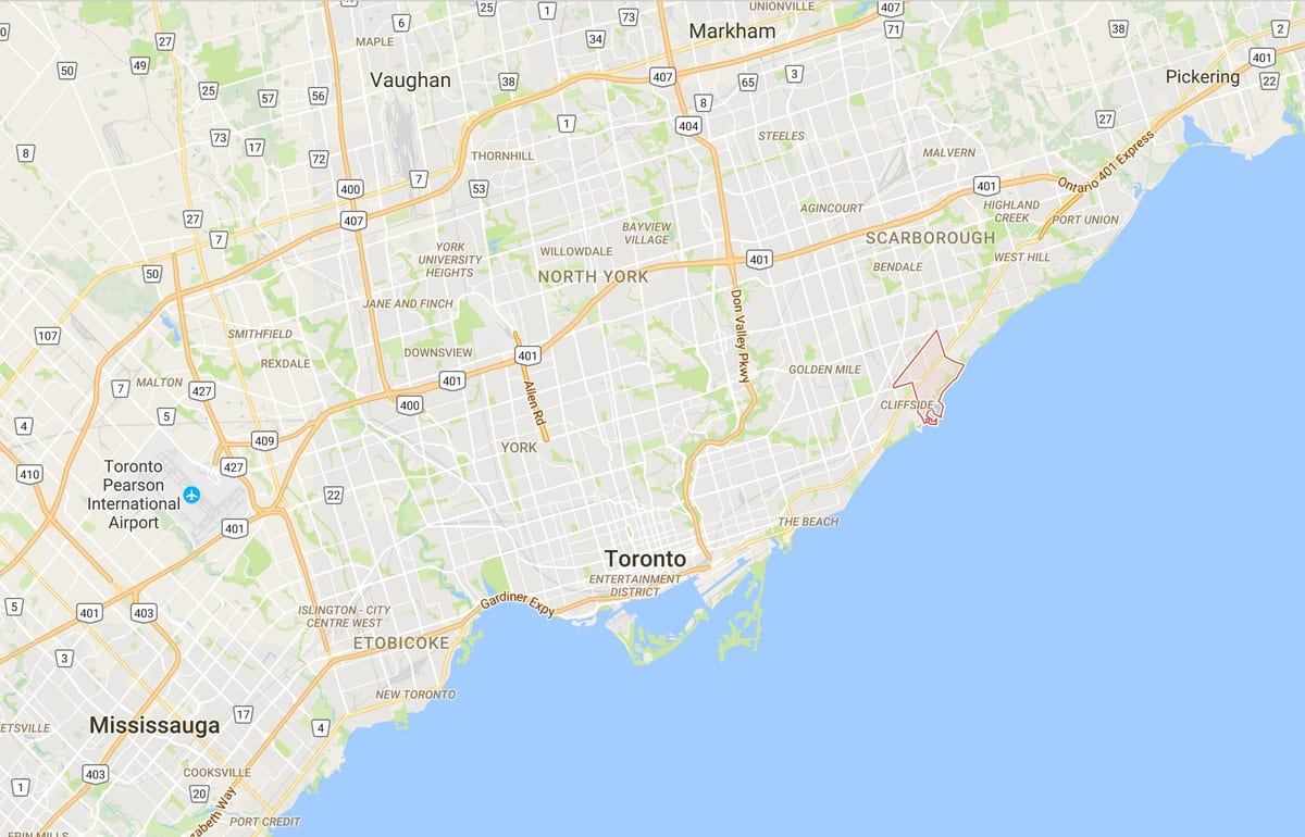 地図Cliffcrest地区はトロント