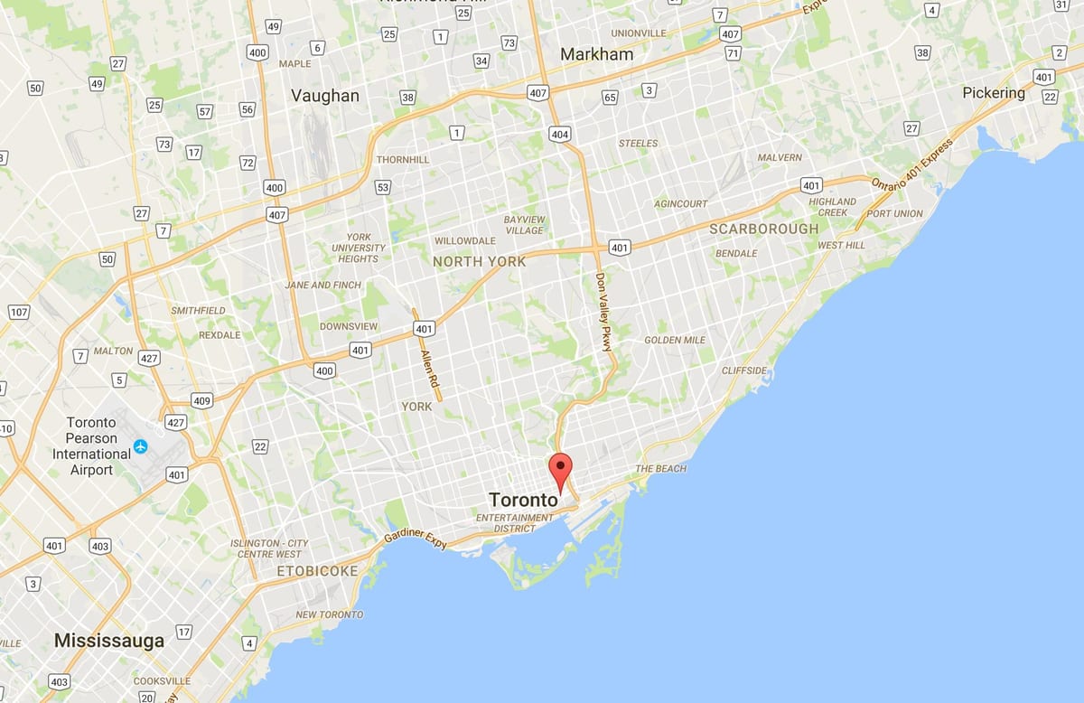 地図Corktown地区はトロント