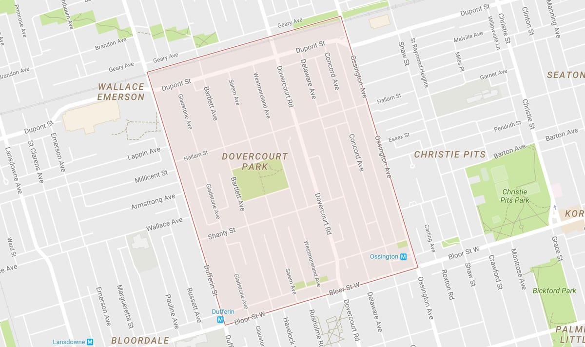 地図Dovercourt公園近隣のトロント