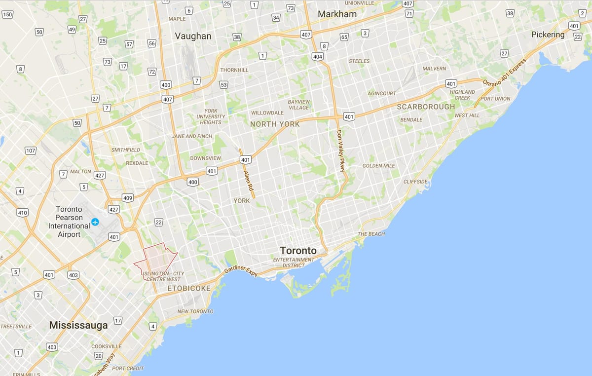 地図Eatonville地区はトロント