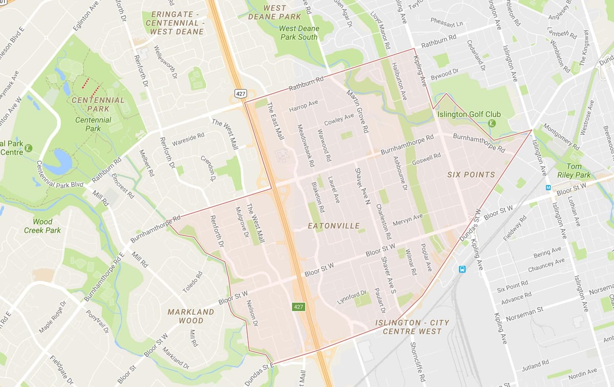 地図Eatonville近隣のトロント