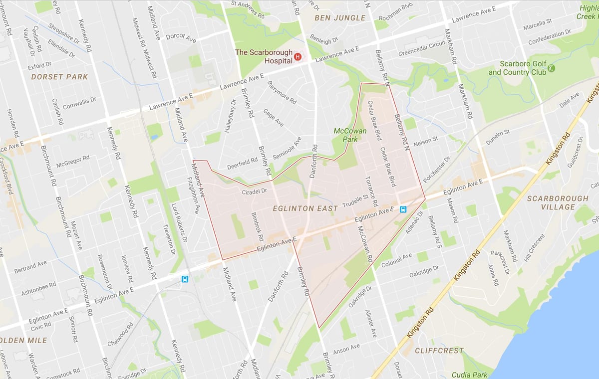 地図Eglinton東近隣のトロント