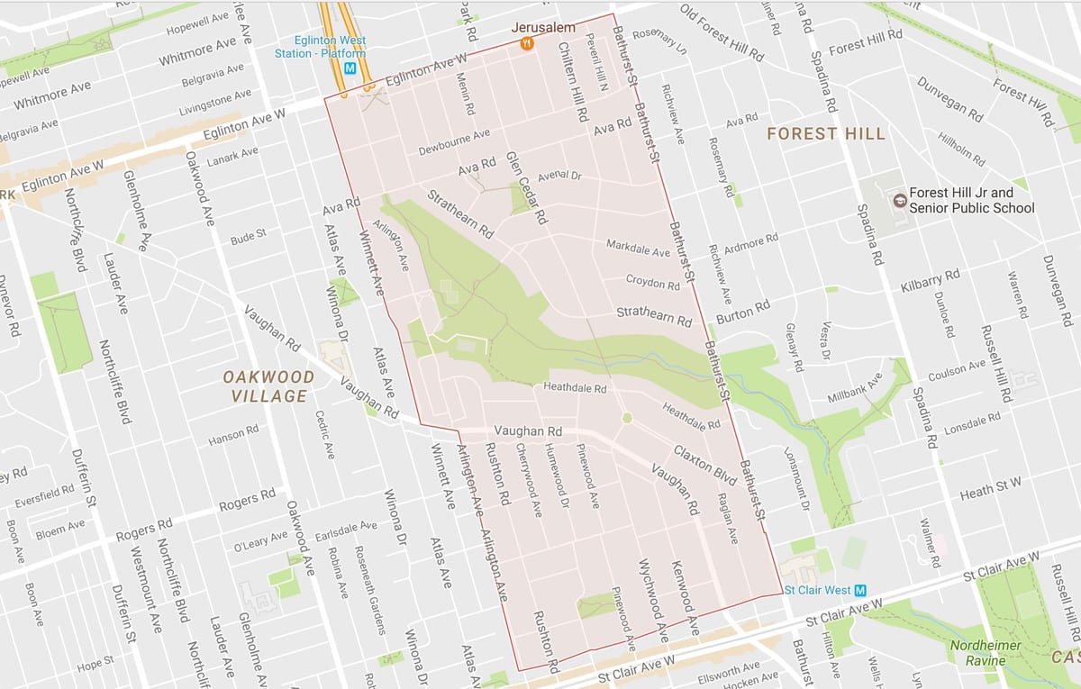 地図Humewood–Cedarvale近隣のトロント