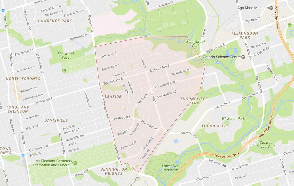 地図Leaside近隣のトロント