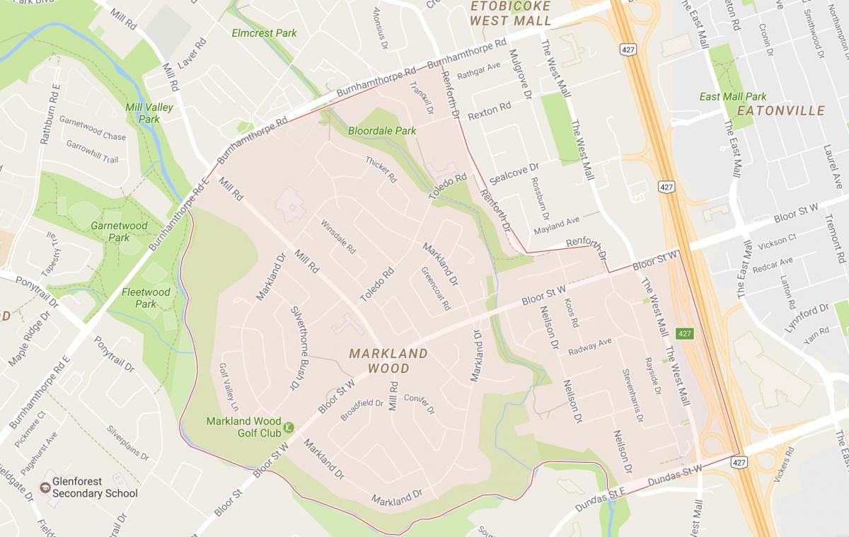 地図Markland木近隣のトロント