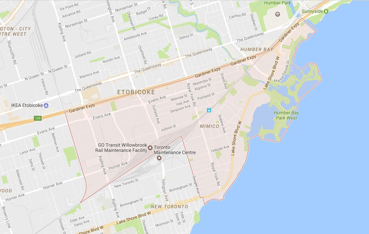 地図Mimico近隣のトロント