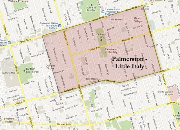 地図Palmerstonリトルイタリートロント