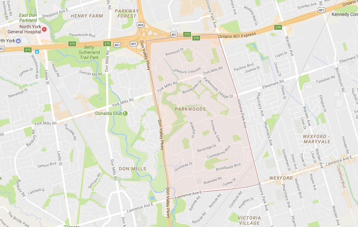 地図Parkwoods近隣のトロント