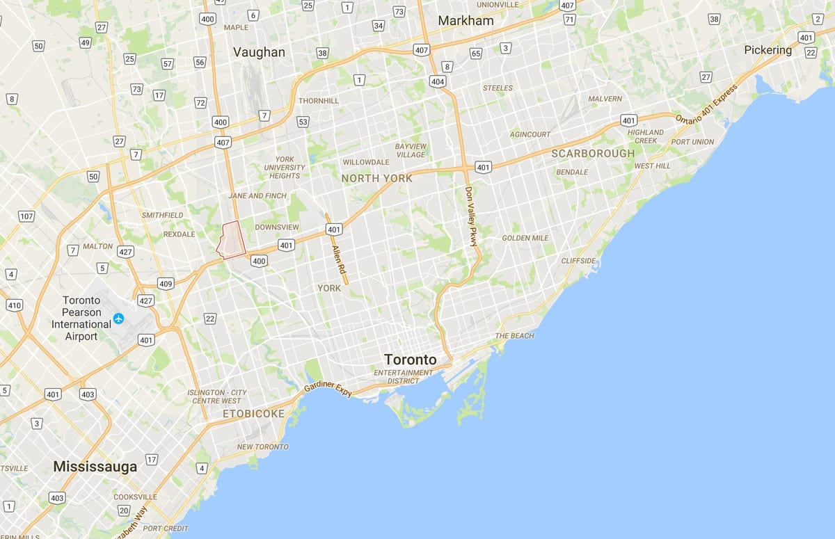 地図Pelmo公園–Humberlea地区はトロント