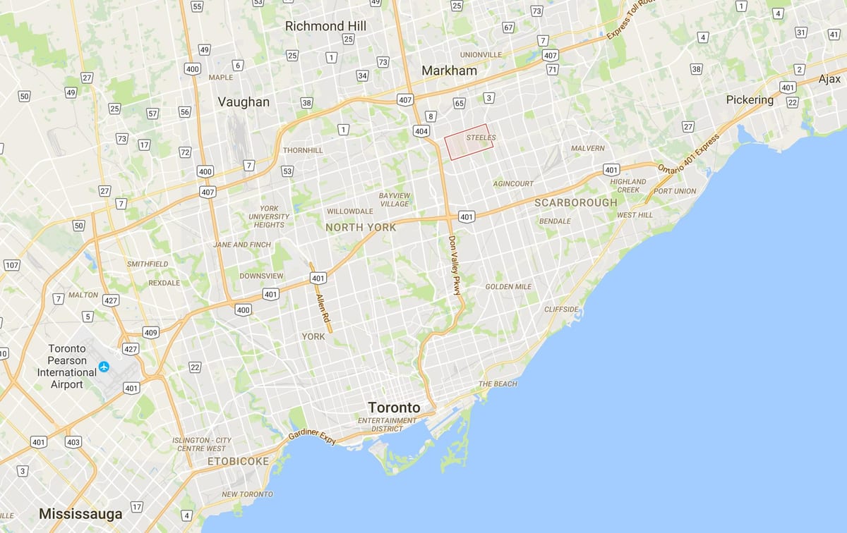 地図Steeles地区はトロント