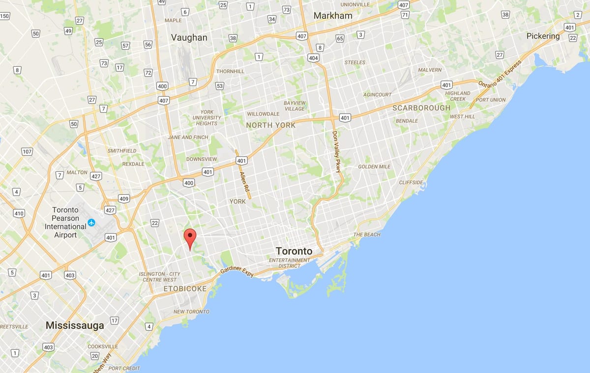 地図The Kingsway地区はトロント